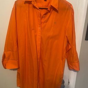 Tangerine Ralph Lauren shirt worn 1 time! Beautiful shirt 3/4 sleeves long tail